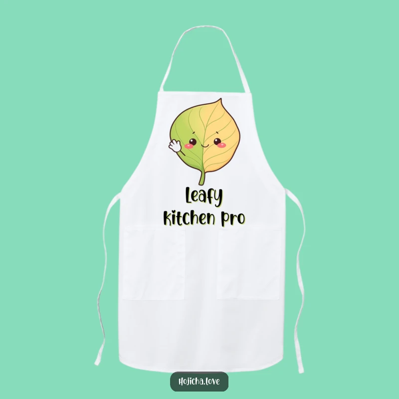 Funny Waving Hojicha Leaf Apron - Cheerful Kitchen Companion