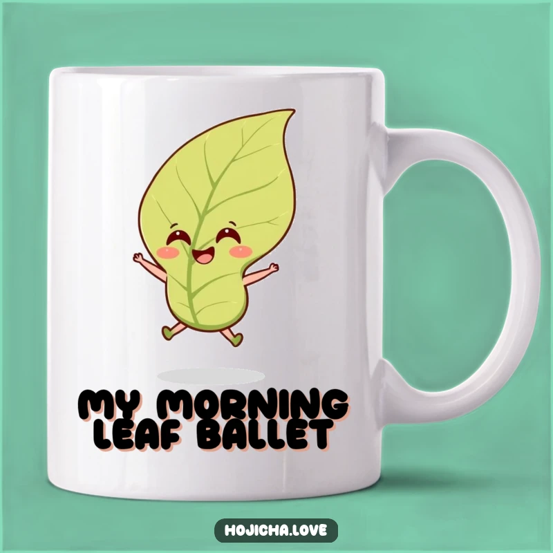 Funny Hojicha Tea Leaf Jump Mug: A Cheerful Brew Gift for Tea Lovers