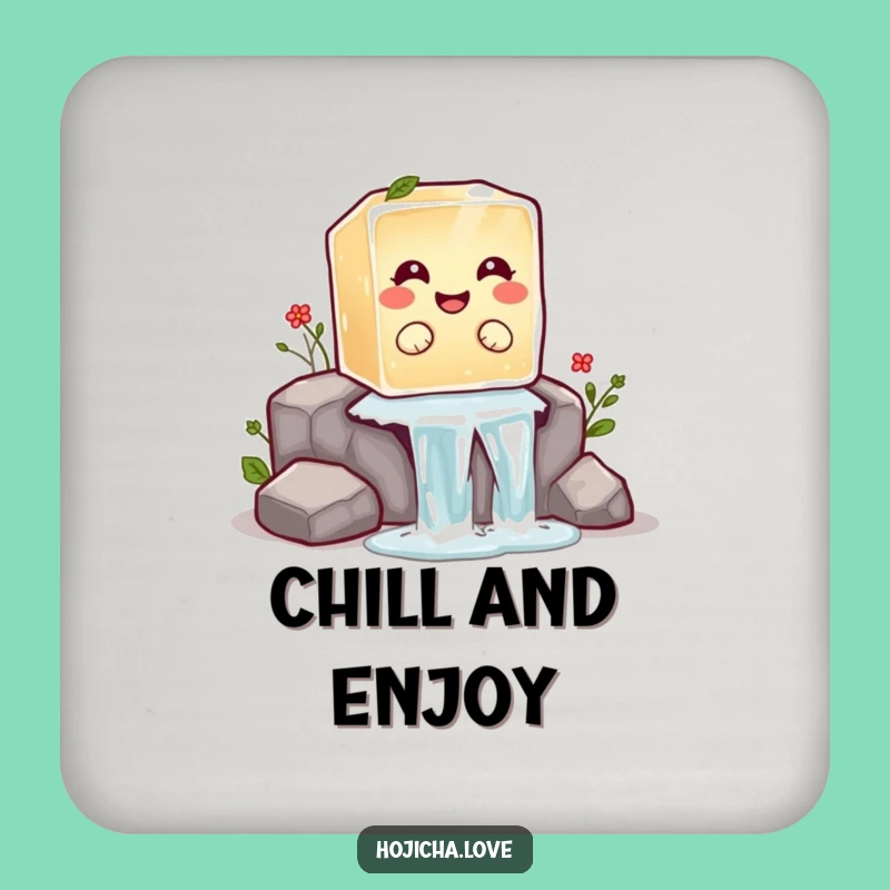 Funny Hojicha Ice Cube Coaster Set: Protect Surfaces with Cool Fun