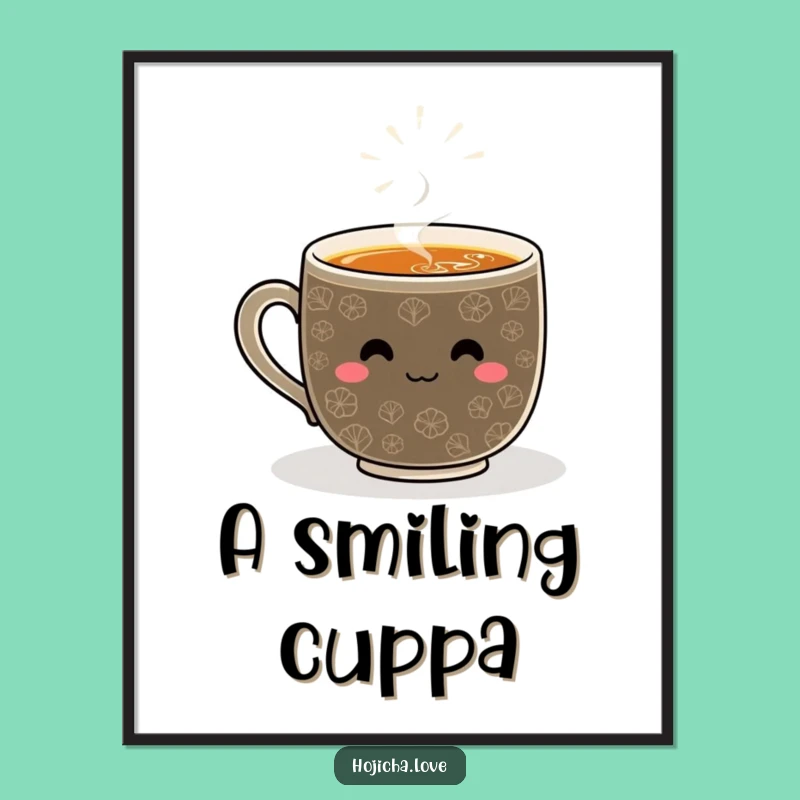 Funny Hojicha Whisked Pattern Poster - Smiling Brew Art Print