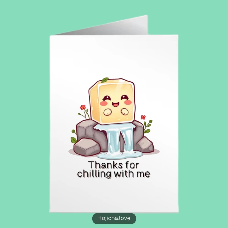 Free Printable Thank You Card: Giggling Hojicha Ice Cube Waterfall Gratitude