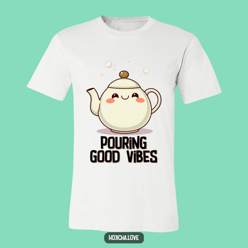 Funny Hojicha Teapot Grin T-Shirt: Wear Your Happy Brew