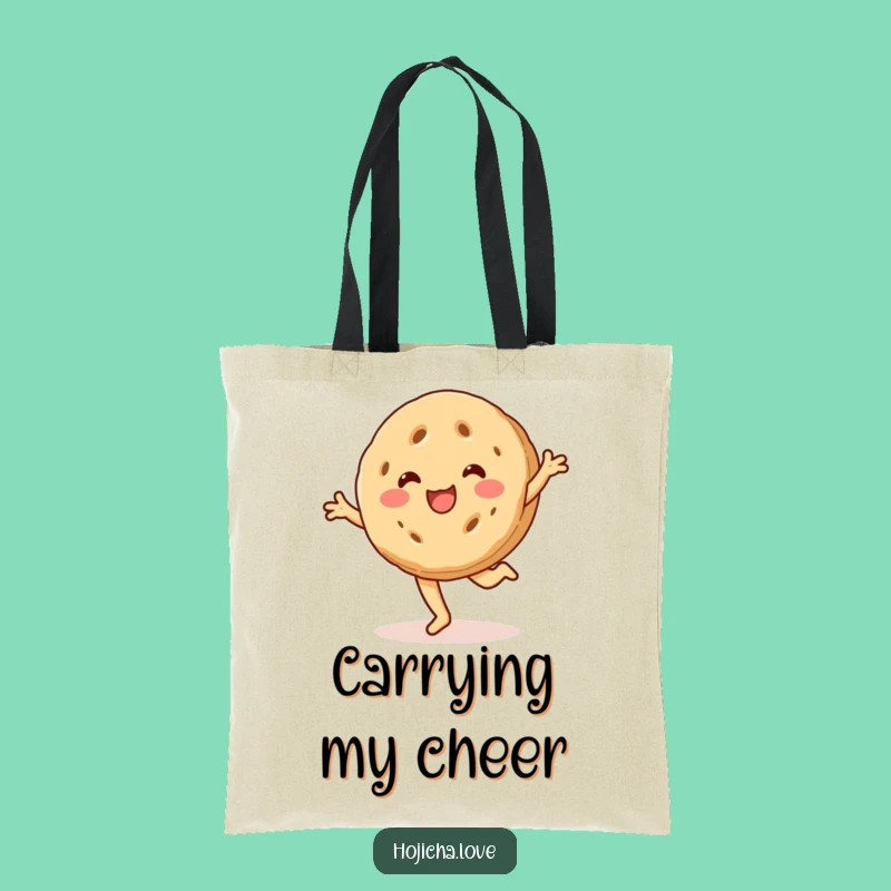 Funny Cartwheeling Hojicha Cookie Tote Bag - Beaming Treat Carrier